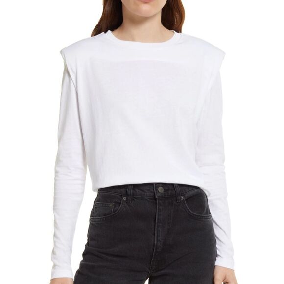 All Saints Coni Long Sleeve Shoulder Pad Shirt - Picture 1 of 5